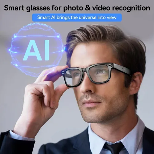Miniatura 6 de Lentes inteligentes AI con cámara HD, reconocimiento de fotos AI y diálogo interactivo, cancelación de ruido y larga duración de la batería Marco