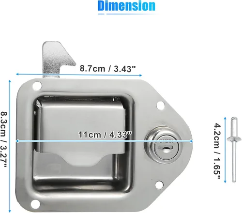 Miniatura 7 de X AUTOHAUX Pestillo de caja de herramientas para camión con 2 llaves de acero inoxidable para caja de herramientas de repuesto para caja