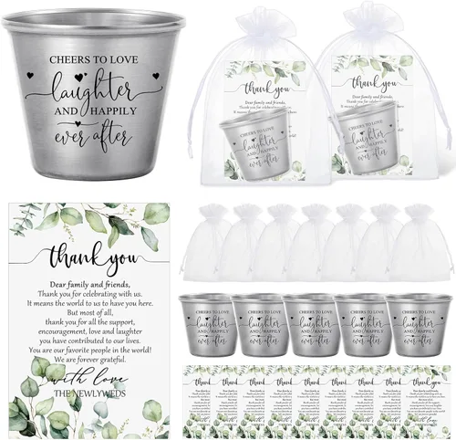Miniatura 8 de Uiifan Juego de 50 Vasos de Chupito para Bodas, Favores a Granel para Invitados, Vasos de Chupito para Celebrar el Amor, Vasos de Chupito de Acero