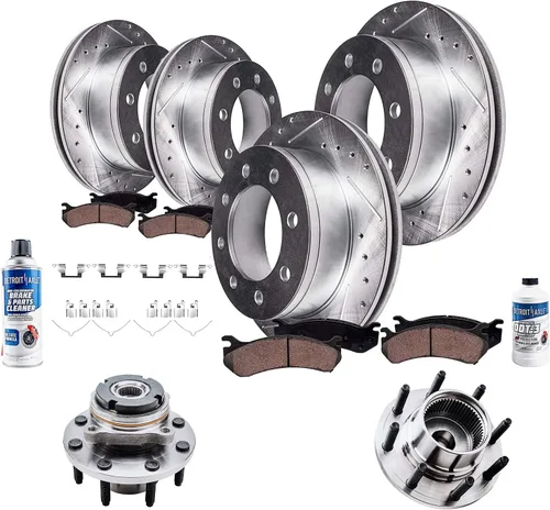 Miniatura 58 de Detroit Axle - Kit de freno delantero para Ford Explorer Mercury Mountaineer 2002-2005 Bujes de rodamiento de rueda perforados y ranurados rotores