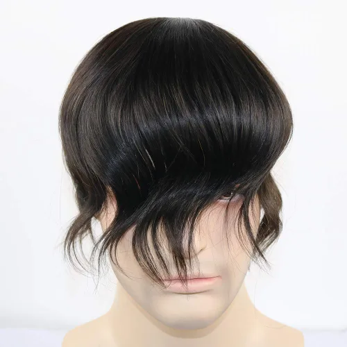 Miniatura 6 de SIMBEAUTY Toupee duradero para hombres, sistema de cabello humano de repuesto fino monofilamento, monofilamento de piel de polietileno NPU alrededor