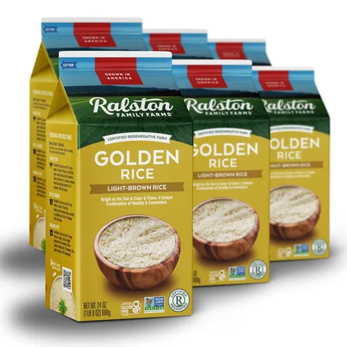 Ralston Family Farms Arroz dorado, caja de 24 onzas: paquete de 6, cultivado en Estados Unidos, sin OMG, naturalmente sin gluten