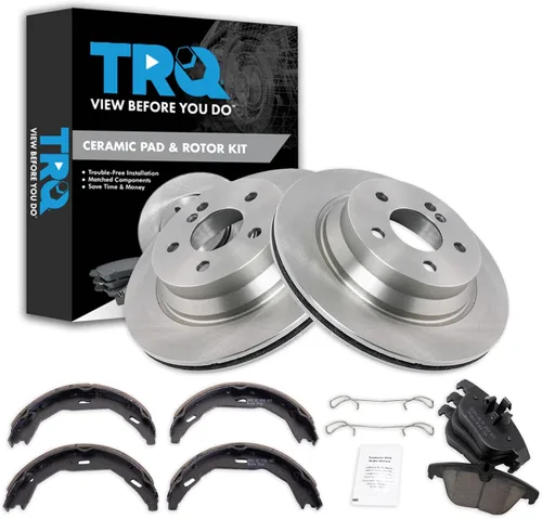 Miniatura 57 de TRQ Kit de pastillas de freno y rotor Posi trasero premium con zapatas de estacionamiento para camión GM SUV