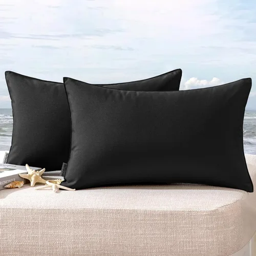 Miniatura 61 de MIULEE - Juego de 2 fundas de almohadas decorativas para exteriores, impermeables, cuadradas, para jardín, para cenador de primavera, tienda de Negro