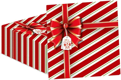 50 servilletas de papel de Navidad, caja de regalo, con lazo de 3 capas, toallas de invitados de Navidad para fiesta de Navidad, servilletas