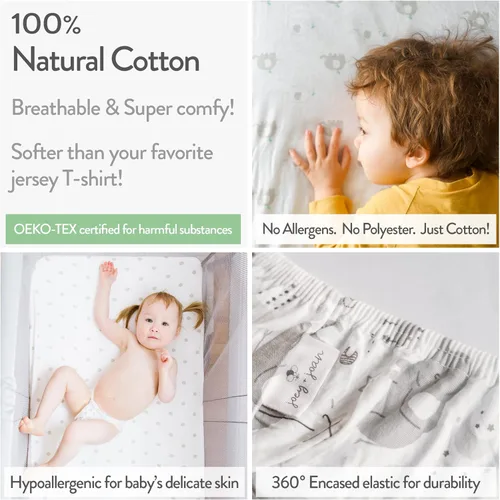 Miniatura 3 de Sábanas bajeras de moisés compatibles con Halo, Fisher Price, Delta, Graco, se adapta perfectamente a un protector de colchón rectangular ovalado