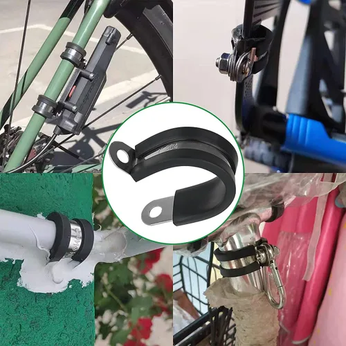 Miniatura 6 de OURU 15 piezas de abrazaderas de cable de acero inoxidable de 1-1/4 pulgadas, abrazaderas de cable con revestimiento de goma y cojín aisladas