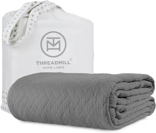 Miniatura 22 de Threadmill Mantas de algodón de lujo para cama tamaño King Acogedora manta 100% algodón tamaño King para todas las estaciones Colcha Aster suave