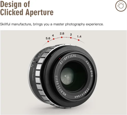 Miniatura 4 de TTArtisan 23mm F1.4 APS-C Lente de cámara de enfoque manual para Sony E-Mount A5000 A5100 A6000 A6100 A6300 A6400 A6500 A6600 NEX-3 NEX-3N NEX-3R