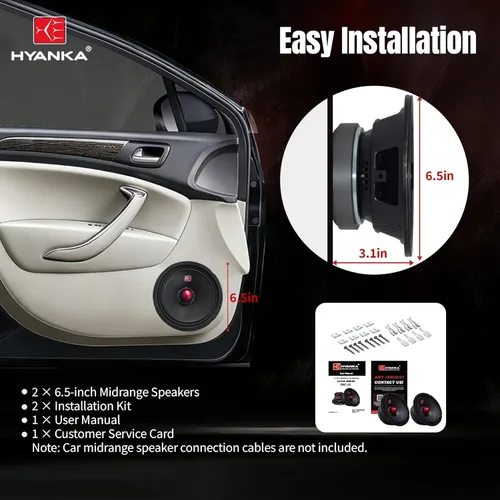 Miniatura 5 de H YANKA BMC-65 - Altavoces de rango medio 6.5 para automóvil, 480 vatios, 4 ohmios, diseño bala con cesta de acero negro, sonido sin distorsiones