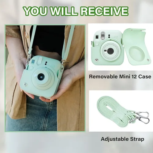 Miniatura 4 de Rieibi Funda para Cámara Compatible con Fuji Instax Mini 12 - Estuche de Transporte MINI 12 para Cámara Instantánea Fujifilm Instax Mini 12 - Funda