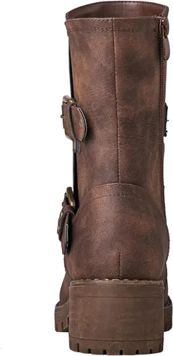 Miniatura 5 de GLOBALWIN Botas militares con cordones a media pantorrilla, para motocicleta, para festivales de moda, para mujer