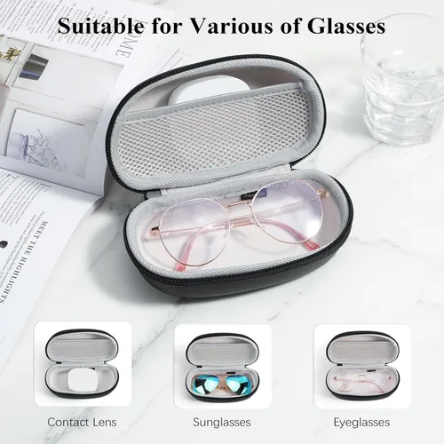 Miniatura 5 de MoKo Estuche para lentes de sol con mosquetón, unisex, de poliuretano, a prueba de golpes, protector para gafas de viaje, estuche de transporte