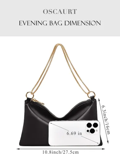 Miniatura 5 de oscaurt Bolso de noche para mujer, cartera de hombro de satén para graduación, compromiso, cóctel, fiesta, boda