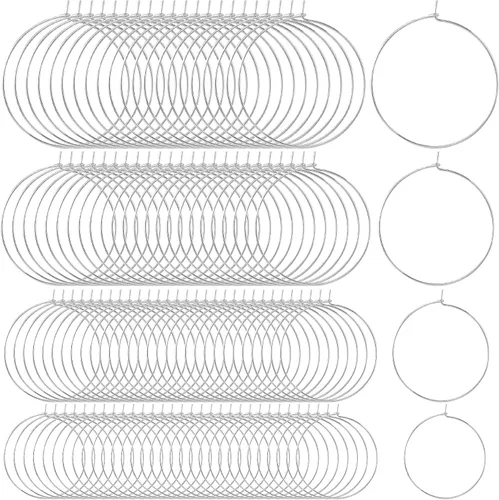 Miniatura 8 de OIIKI 280 aros de cuentas para aretes, 4 tamaños chapados en oro/plata, aros abiertos, anillos de metal para aretes, accesorios decorativos