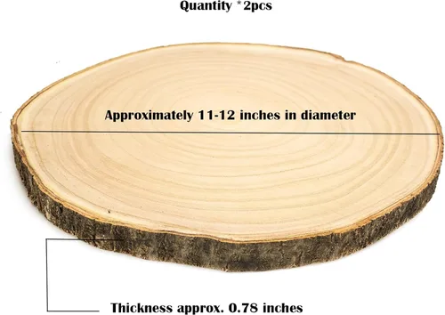Miniatura 2 de 2 piezas de rodajas de madera grandes para centros de mesa de 11-12 pulgadas, rodajas redondas de madera para decoración de mesas, círculos