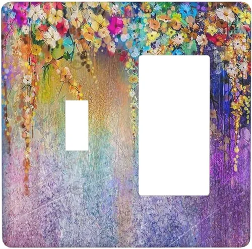 Miniatura 115 de Mid Century Morden Boho - Placa de pared para interruptor de luz dúplex de 1 banda, placa frontal decorativa eléctrica para receptáculo para baño