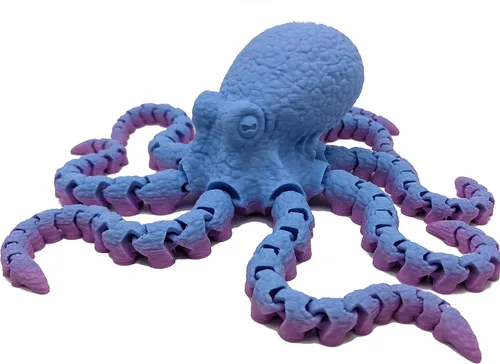 Miniatura 17 de Pulpo impreso en 3D – Personalizable, hecho a pedido Modelo animal articulado (pequeño, morado con tentáculos verde lima)