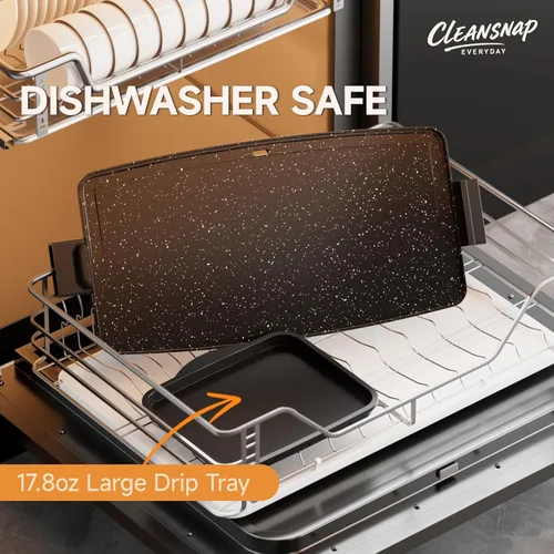 Miniatura 3 de Cleansnap Everyday - Parrilla eléctrica antiadherente de 20 pulgadas con escudo plegable antisuciedad, calentamiento rápido de 1700 W, revestimiento