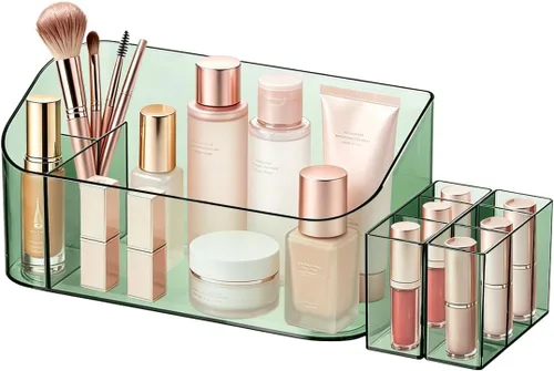 Miniatura 14 de SUNFICON Bandeja Soporte Organizador de Maquillaje Estuche Expositor de Cosméticos de Mesa Escritorio Tocador Encimera Baño Pared Gabinete Caja