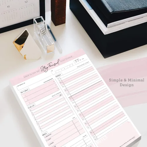 Miniatura 8 de Planificador de Bloc de Notas Diario Para Hacer - Mantén el Enfoque 50 Hojas Desmontables Premium Fabricado en EE. UU. (Rosa Pálido)