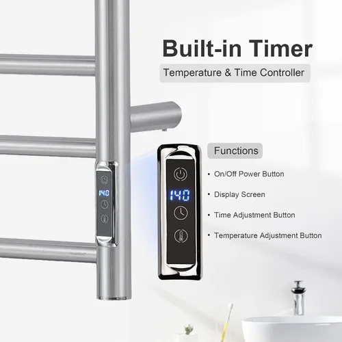 Miniatura 2 de Calentador de toallas con temporizador integrado ETW44-2S para baño, calentador de toallas de baño montado en la pared, calentador de toallas