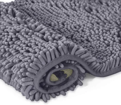 Miniatura 7 de LuxUrux Tapete de microfibra afelpada, de felpilla extrasuave, pelo largo de 1 pulgada, muy absorbente, para baño o ducha, lavar y secar a máquina