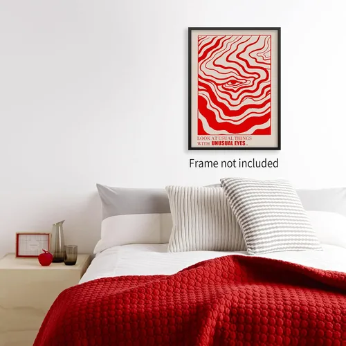 Miniatura 4 de Medpol Lienzo retro rojo abstracto de ojos para pared, póster hippie trippy, citas de afirmación, decoración de pared de los años 60 y 70