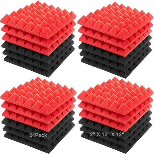 Miniatura 14 de JBER - Paquete de 12 paneles acústicos de espuma para pared de estudio, acolchonados, insonorizados, ignífugos, de 1 x 12 x 12 pulgadas Negro No
