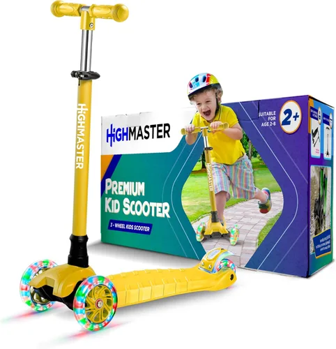 Miniatura 10 de HighMaster - Patinete para niños – Patinete de 3 ruedas para niños y niños pequeños – Manillar ajustable con luces LED en las ruedas – Diversión