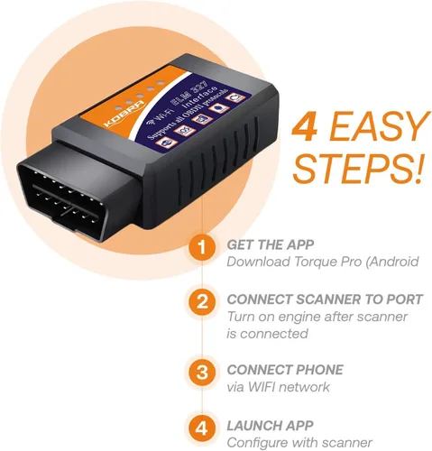 Miniatura 2 de Lector inalámbrico de códigos OBD2 para autos KOBRA. Herramienta lectora [versión mejorada] se conecta a través de Wifi con cualquier dispositivo