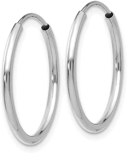 Miniatura 2 de Aretes de aro continuos sin fin de oro blanco de 14 quilates, (tubo de 0.059 in)