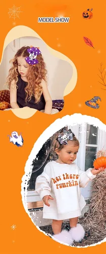 Miniatura 3 de Lazo para el pelo de Halloween, calabaza, murciélago, araña, fantasma, horquilla para fiesta de Halloween, accesorios para el cabello (negro A)