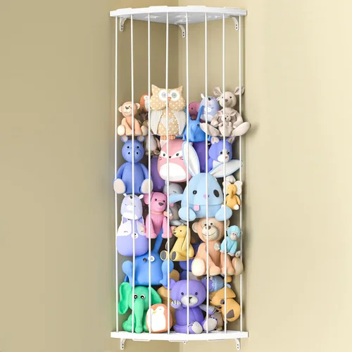 Soporte de madera para almacenamiento de animales de peluche con patrón de estrella, longitud ajustable, grande, organizador de juguetes de peluche