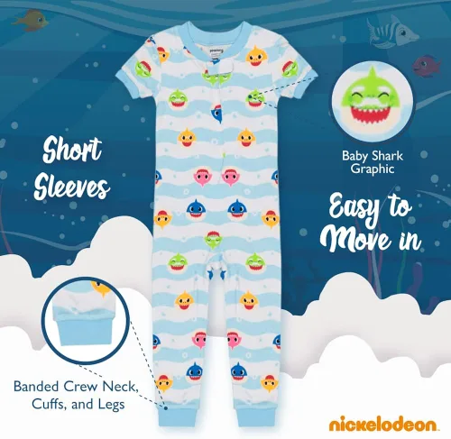 Miniatura 5 de Nickelodeon Boys' Baby Shark 2-Pack Footless One Piece Snug-fit Cotton Pajamas
