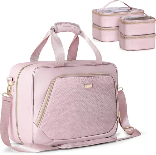 Miniatura 8 de Estuche de viaje profesional para artista de maquillaje con 4 bolsas de cosméticos desmontables, bolsa organizadora de maquillaje grande con sección
