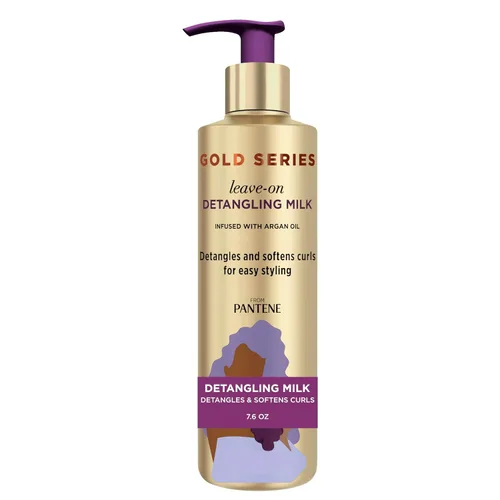 Pantene Serie Oro Tratamiento capilar con leche para desenredar el cabello rizado, natural y con textura, 7.6 fl oz Desenredante para cabello con