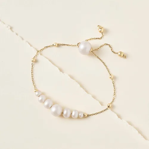 Miniatura 8 de Ross-Simons Pulsera bolo de perlas cultivadas de 0157-0374in en oro amarillo de 14 quilates perla no conocido