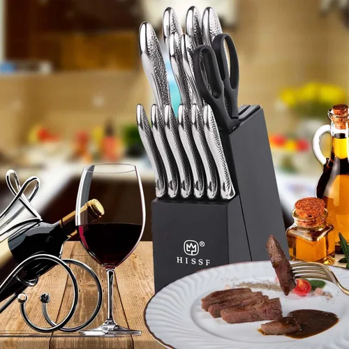 Miniatura 7 de Juego de cuchillos para cocina con bloque, juego de cuchillos de cocina de 14 piezas con afilador integrado, cuchillos de cocina profesionales