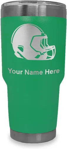 Miniatura 7 de LaserGram Vaso aislado al vacío de 20 onzas, casco de fútbol, grabado personalizado incluido (morado claro)
