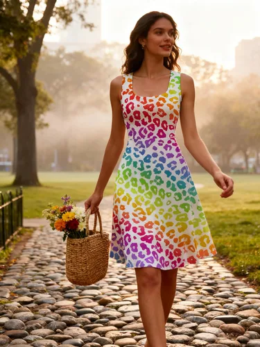 Miniatura 17 de uideazone - Vestido de mujer sin mangas cuello redondo de verano, para playa, casual, Midi línea A.