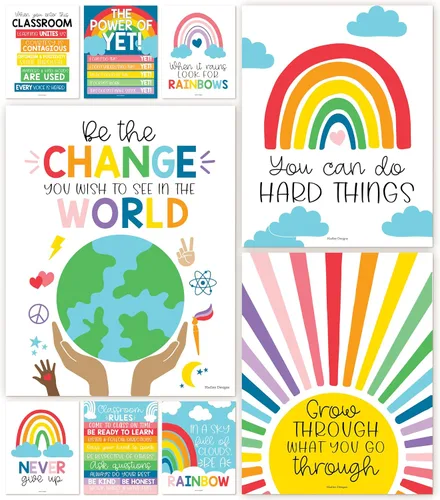 Miniatura 23 de Hadley Designs Póster motivacional para decoración de aula, 9 pósteres de aula de mentalidad de crecimiento, decoración de pared inspiradora