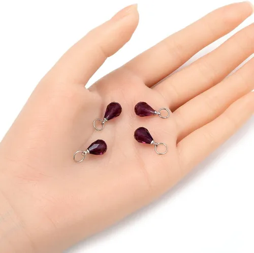 Miniatura 2 de 30 cuentas sueltas de piedra natal de febrero de Adabele de 0.394 pulgadas (0.394 in), amatista morada, lágrima austriaca, pera, cuentas de gota