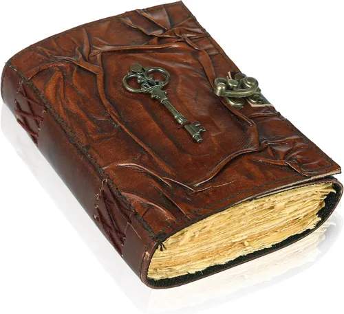 Miniatura 17 de Book of Spells - Diario encuadernado en cuero con papel de borde irregular, grimorio, diario impreso del Tercer Ojo, suministros de brujería