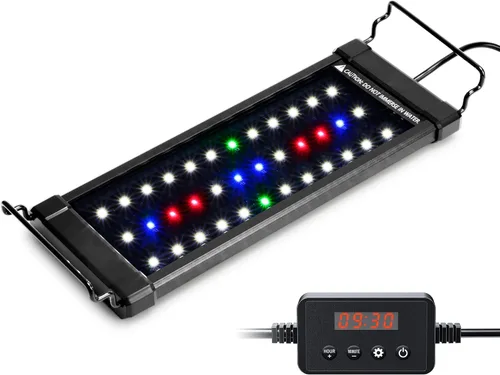 NICREW ClassicLED Plus - Luz LED para acuario con temporizador, 10 vatios, para pecera de 12 a 18 pulgadas, luz diurna y ciclo de luz de luna