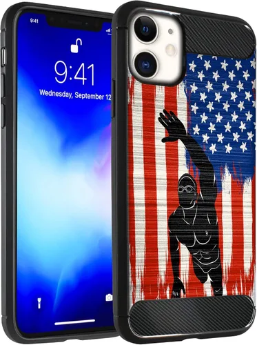 Miniatura 18 de CasesOnDeck - Funda compatible con Apple iPhone 11 / iPhone XI (2019) de 6.1 pulgadas, funda delgada de fibra de carbono TPU para acentuar arañazos