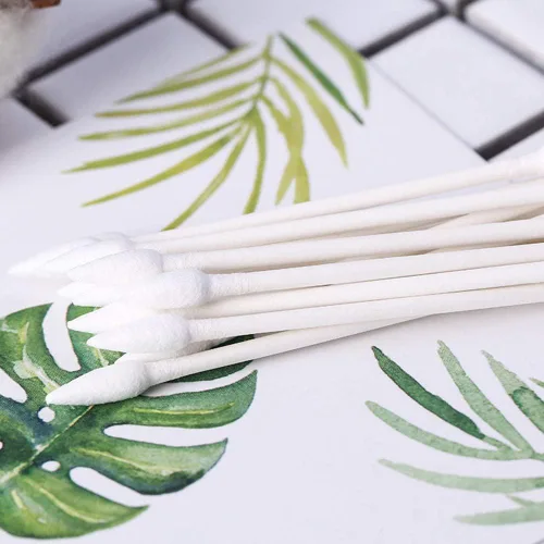 Miniatura 7 de Hisopos de algodón de punta de precisión para maquillaje, 800 hisopos de algodón de doble punta con barra de papel, 4 paquetes, 200 piezas, 1