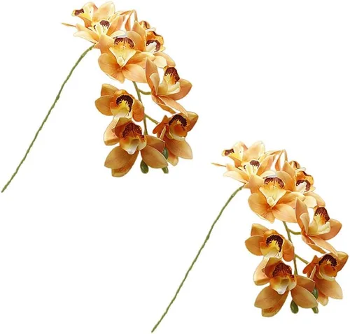 Miniatura 9 de XZJMY Flores artificiales de orquídeas artificiales 3D, flores artificiales de seda de 10 cabezas de seda, flores artificiales para exteriores