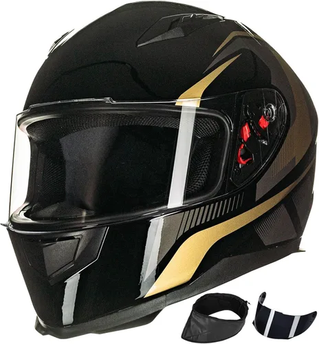 Miniatura 16 de ILM - Casco integral para motocicleta y bicicleta urbana, con bufanda de invierno extraíble, 2 viseras, modelo aprobado por DOT JK313