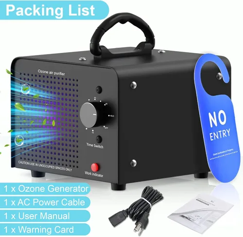 Miniatura 8 de PROGRACE Generador de ozono 148,000 mg/h - Máquina comercial de ozono - Purificador de aire de iones negativos, desodorante ionizador de O3 de alta